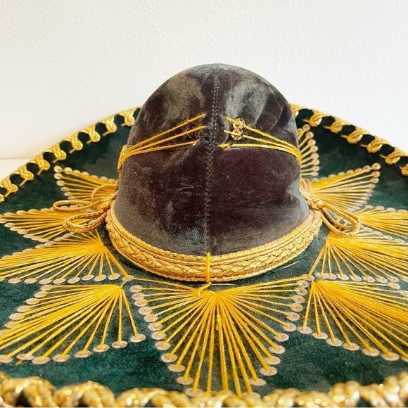 Salazar Yepez Mariachi Mexican Sombrero Green Gold Sequins - Picture 4 of 11